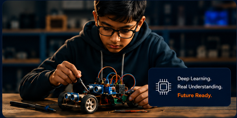 Student building a technology project